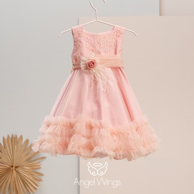 Βαπτιστικό Φόρεμα Dusty Pink Ennie | Angel Wings 210